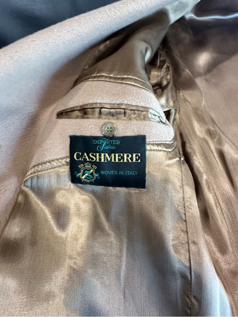 Vintage 70’s Mens 100% Cashmere Overcoat Tan Made in Yugoslavia Long Trench 42L - Picture 3 of 12